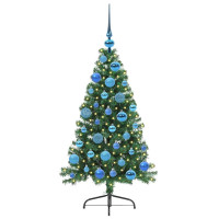 Produktbild för Konstgjord Förbelyst Julgran med 150 LED-lampor Grön 120 cm PVC