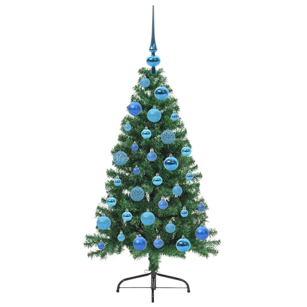 Produktbild för Konstgjord Förbelyst Julgran med 150 LED-lampor Grön 120 cm PVC