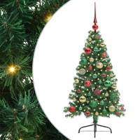 Produktbild för Konstgjord Förbelyst Julgran med 150 LED-lampor Grön 120 cm PVC