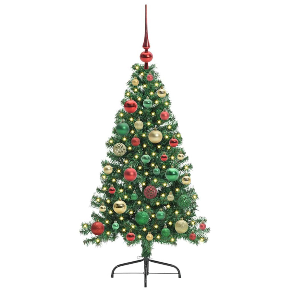 Produktbild för Konstgjord Förbelyst Julgran med 150 LED-lampor Grön 120 cm PVC