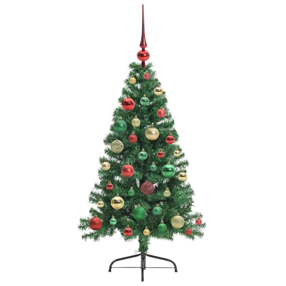 Produktbild för Konstgjord Förbelyst Julgran med 150 LED-lampor Grön 120 cm PVC