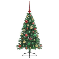 Produktbild för Konstgjord Förbelyst Julgran med 150 LED-lampor Grön 120 cm PVC