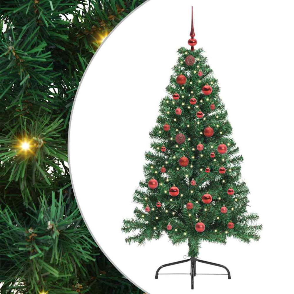 Produktbild för Konstgjord Förbelyst Julgran med 150 LED-lampor Grön 150 cm PVC