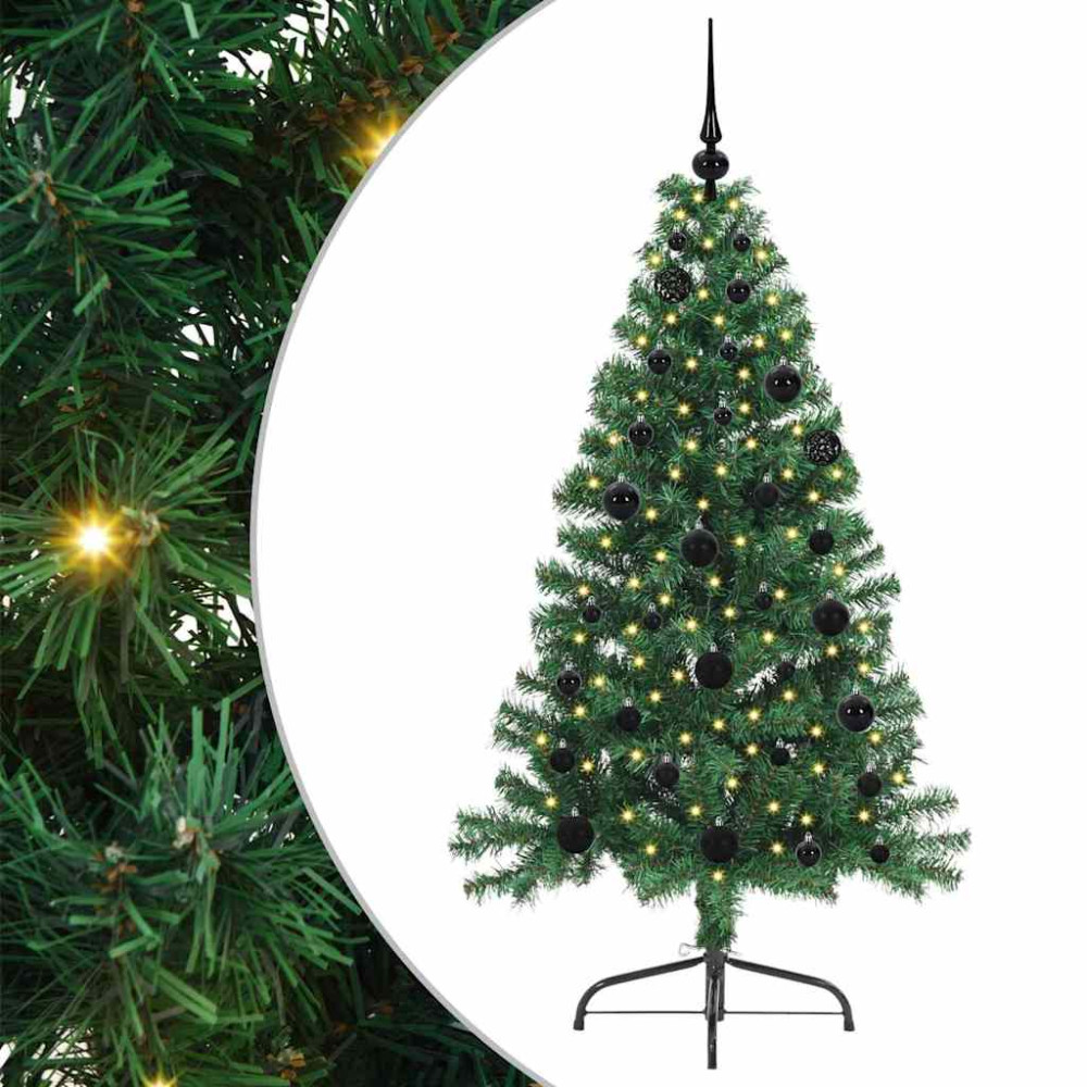Produktbild för Konstgjord Förbelyst Julgran med 150 LED-lampor Grön 150 cm PVC