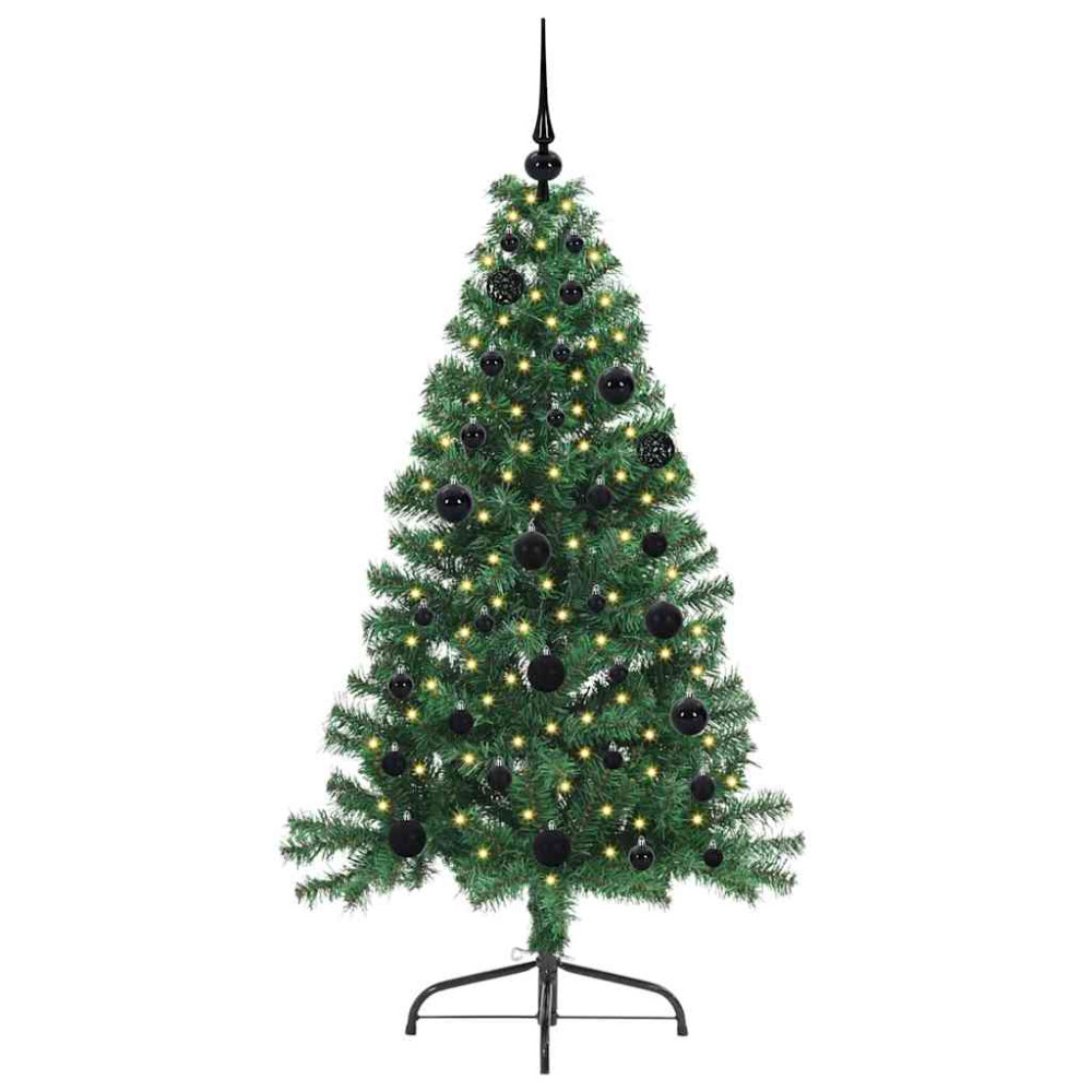 Produktbild för Konstgjord Förbelyst Julgran med 150 LED-lampor Grön 150 cm PVC