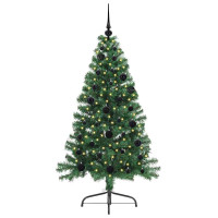 Produktbild för Konstgjord Förbelyst Julgran med 150 LED-lampor Grön 150 cm PVC