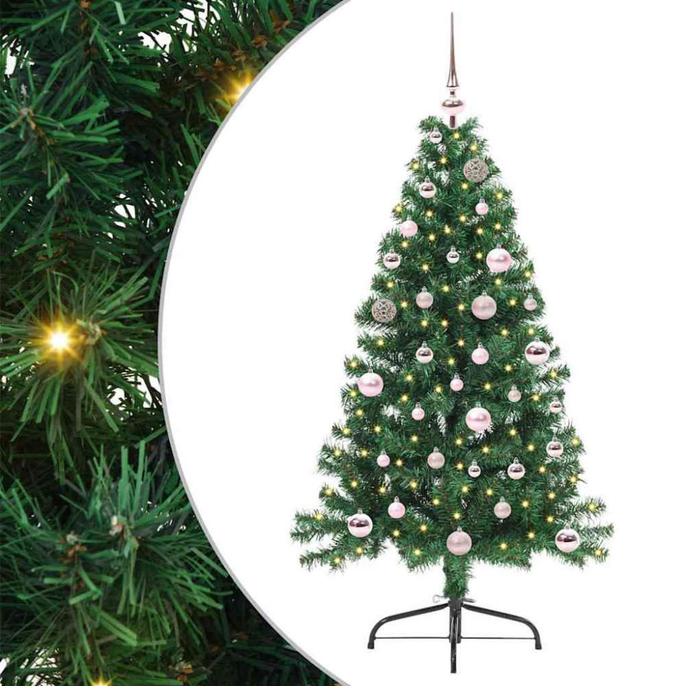 Produktbild för Konstgjord Förbelyst Julgran med 150 LED-lampor Grön 150 cm PVC
