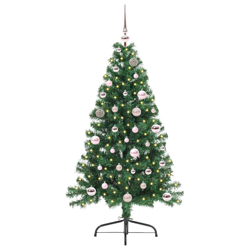 Produktbild för Konstgjord Förbelyst Julgran med 150 LED-lampor Grön 150 cm PVC