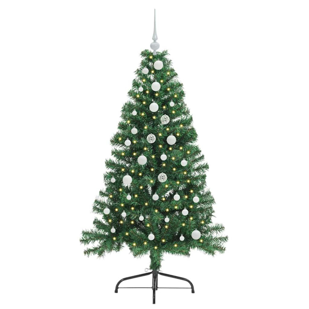 Produktbild för Konstgjord Förbelyst Julgran med 150 LED-lampor Grön 150 cm PVC