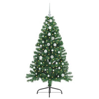Produktbild för Konstgjord Förbelyst Julgran med 150 LED-lampor Grön 150 cm PVC