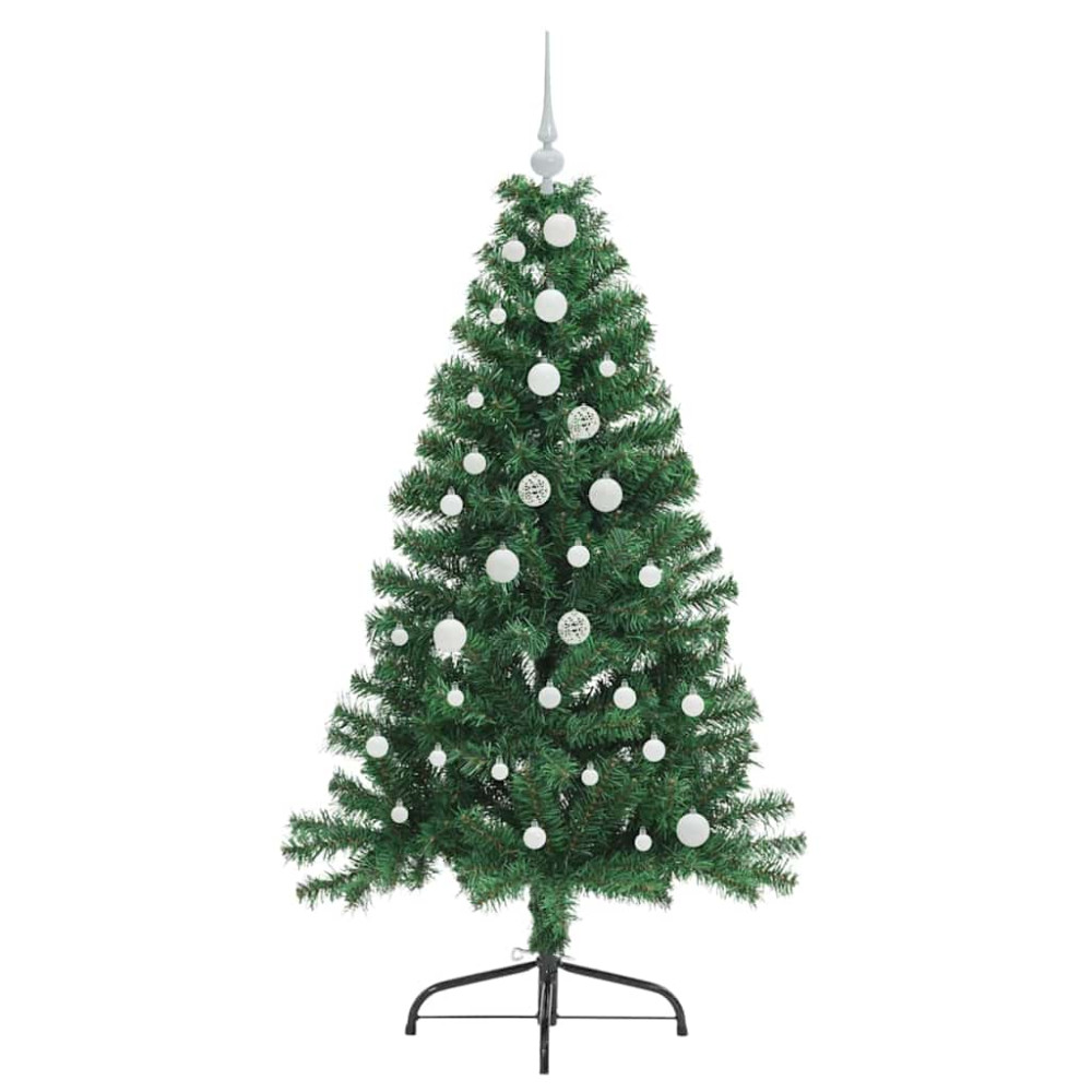 Produktbild för Konstgjord Förbelyst Julgran med 150 LED-lampor Grön 150 cm PVC