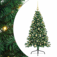 Produktbild för Konstgjord Förbelyst Julgran med 150 LED-lampor Grön 150 cm PVC