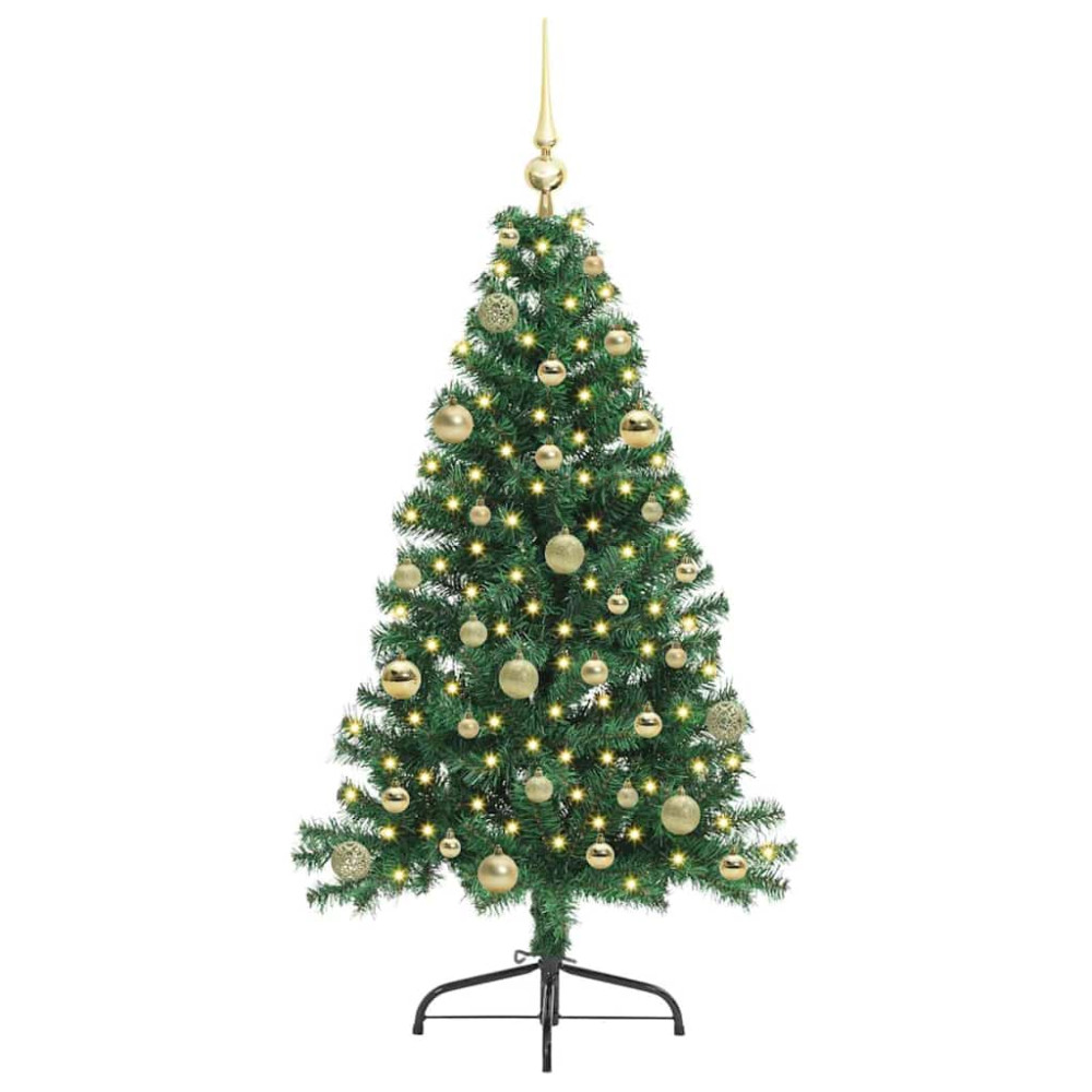 Produktbild för Konstgjord Förbelyst Julgran med 150 LED-lampor Grön 150 cm PVC