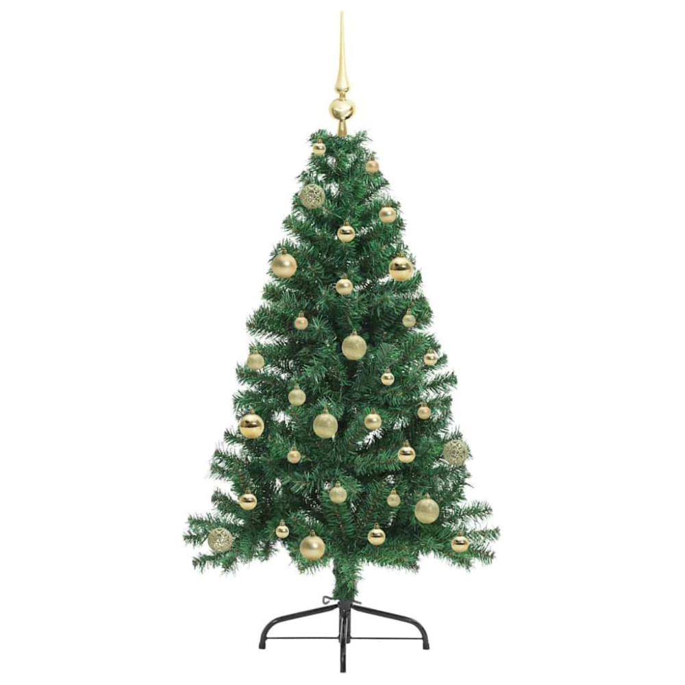 Produktbild för Konstgjord Förbelyst Julgran med 150 LED-lampor Grön 150 cm PVC