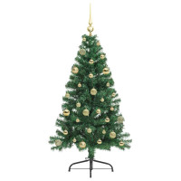 Produktbild för Konstgjord Förbelyst Julgran med 150 LED-lampor Grön 150 cm PVC