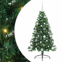 Produktbild för Konstgjord Förbelyst Julgran med 150 LED-lampor Grön 150 cm PVC
