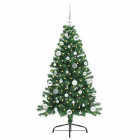 Produktbild för Konstgjord Förbelyst Julgran med 150 LED-lampor Grön 150 cm PVC