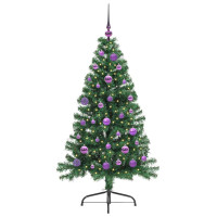 Produktbild för Konstgjord Förbelyst Julgran med 150 LED-lampor Grön 150 cm PVC