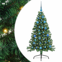 Produktbild för Konstgjord Förbelyst Julgran med 150 LED-lampor Grön 150 cm PVC