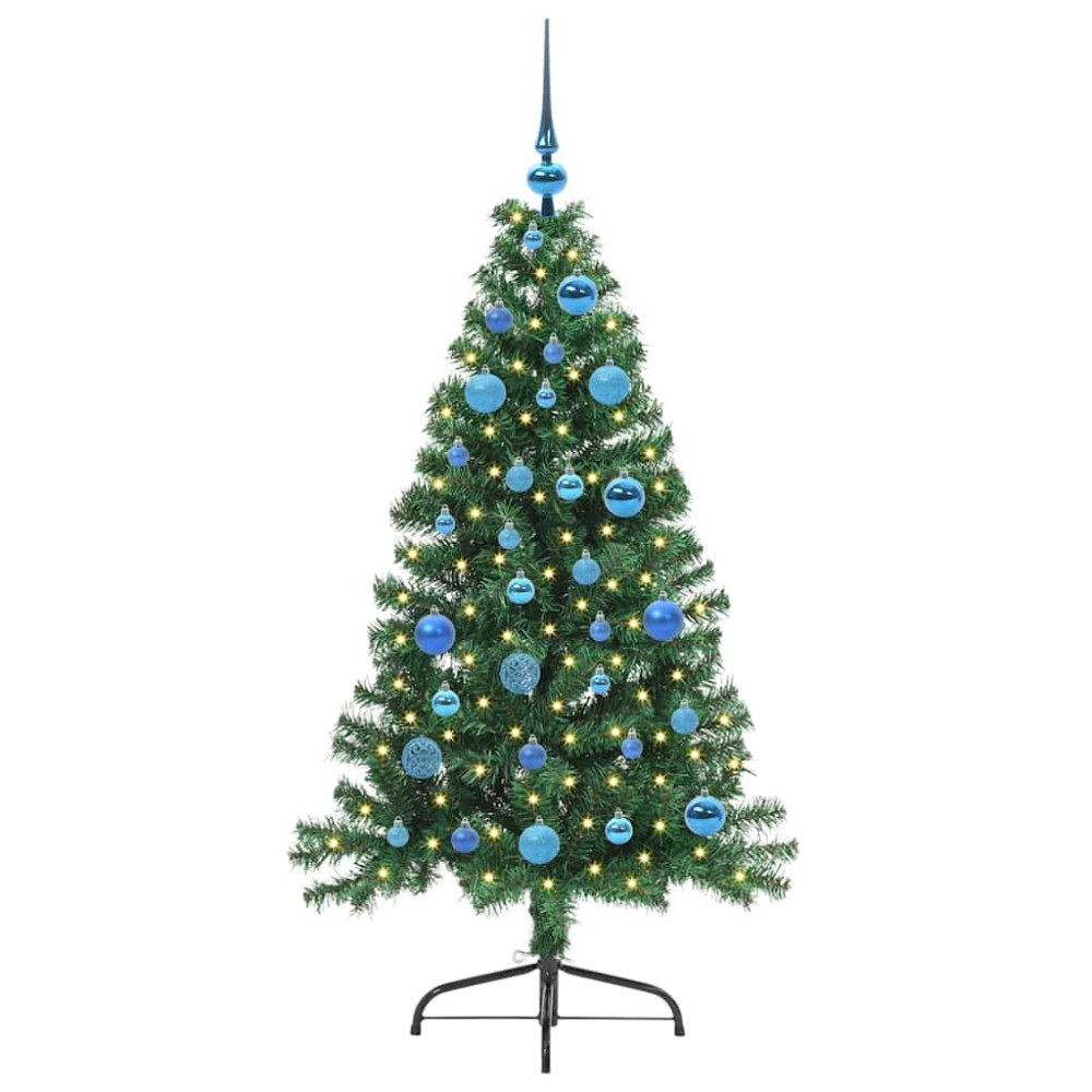 Produktbild för Konstgjord Förbelyst Julgran med 150 LED-lampor Grön 150 cm PVC