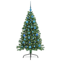 Produktbild för Konstgjord Förbelyst Julgran med 150 LED-lampor Grön 150 cm PVC