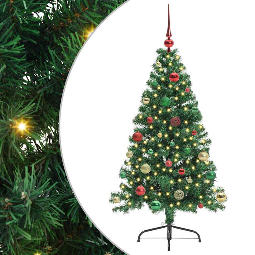 Produktbild för Konstgjord Förbelyst Julgran med 150 LED-lampor Grön 150 cm PVC