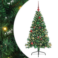 Produktbild för Konstgjord Förbelyst Julgran med 150 LED-lampor Grön 150 cm PVC