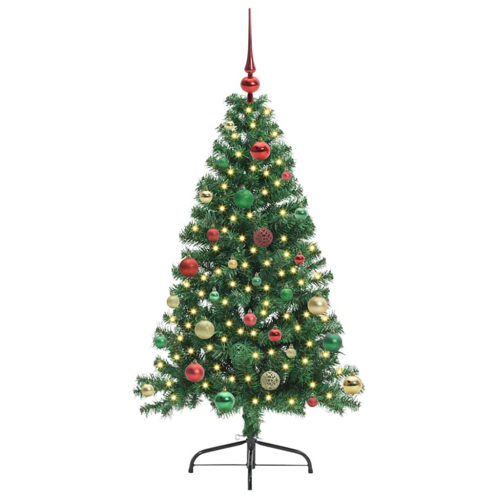Produktbild för Konstgjord Förbelyst Julgran med 150 LED-lampor Grön 150 cm PVC