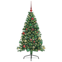 Produktbild för Konstgjord Förbelyst Julgran med 150 LED-lampor Grön 150 cm PVC