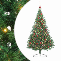 Produktbild för Konstgjord Förbelyst Julgran med 300 LED-lampor Grön 180 cm PVC