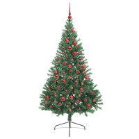 Produktbild för Konstgjord Förbelyst Julgran med 300 LED-lampor Grön 180 cm PVC