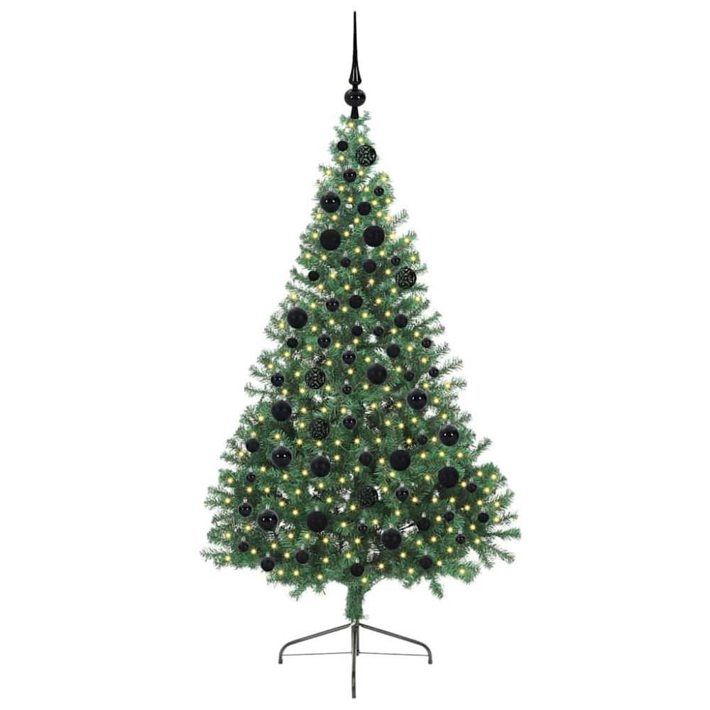 Produktbild för Konstgjord Förbelyst Julgran med 300 LED-lampor Grön 180 cm PVC