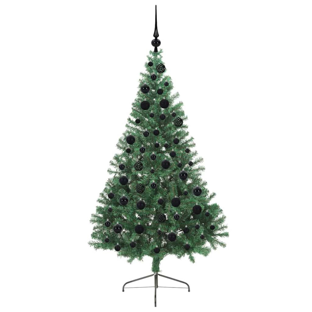 Produktbild för Konstgjord Förbelyst Julgran med 300 LED-lampor Grön 180 cm PVC