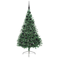 Produktbild för Konstgjord Förbelyst Julgran med 300 LED-lampor Grön 180 cm PVC
