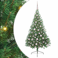 Produktbild för Konstgjord Förbelyst Julgran med 300 LED-lampor Grön 180 cm PVC