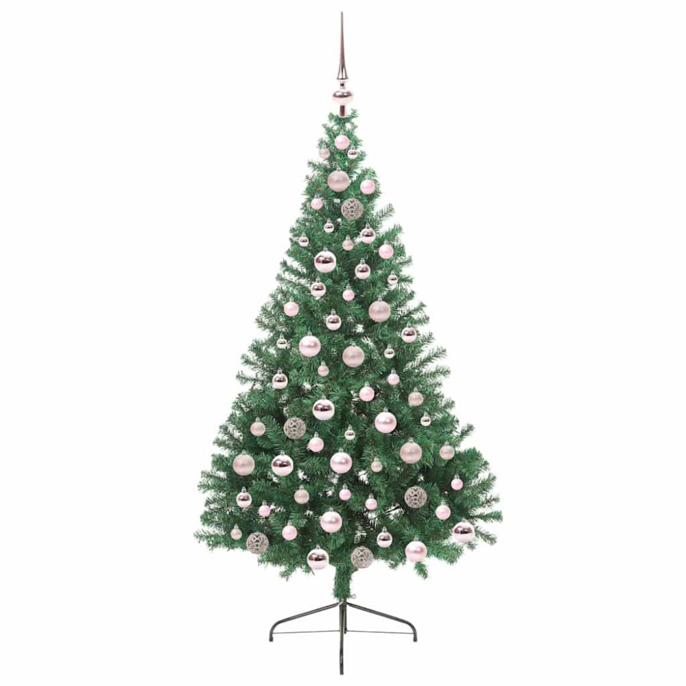 Produktbild för Konstgjord Förbelyst Julgran med 300 LED-lampor Grön 180 cm PVC