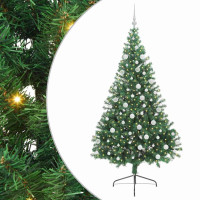 Produktbild för Konstgjord Förbelyst Julgran med 300 LED-lampor Grön 180 cm PVC