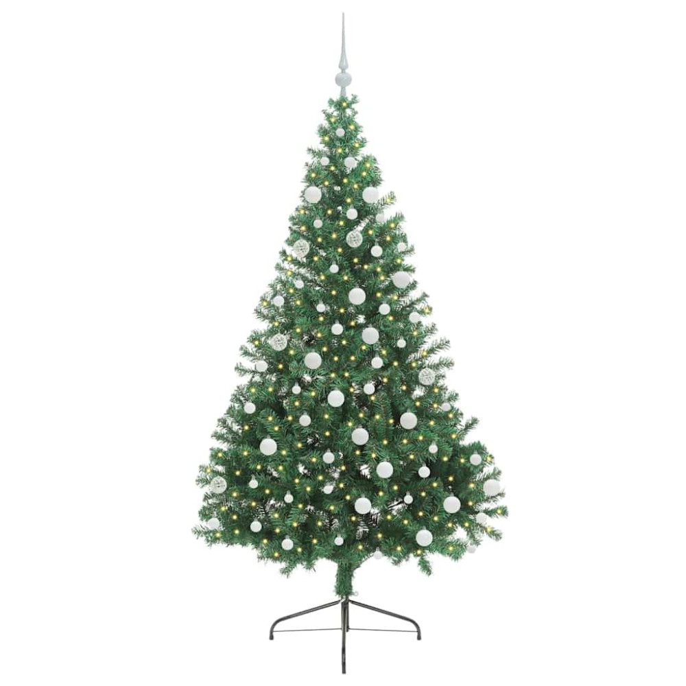 Produktbild för Konstgjord Förbelyst Julgran med 300 LED-lampor Grön 180 cm PVC