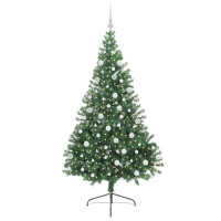 Produktbild för Konstgjord Förbelyst Julgran med 300 LED-lampor Grön 180 cm PVC