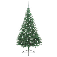 Produktbild för Konstgjord Förbelyst Julgran med 300 LED-lampor Grön 180 cm PVC