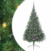 Produktbild för Konstgjord Förbelyst Julgran med 300 LED-lampor Grön 180 cm PVC