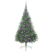 Produktbild för Konstgjord Förbelyst Julgran med 300 LED-lampor Grön 180 cm PVC