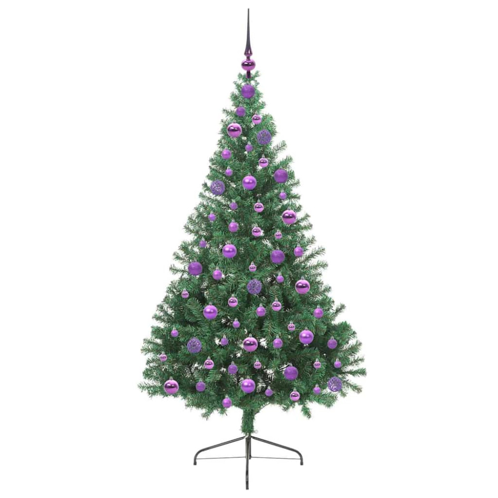 Produktbild för Konstgjord Förbelyst Julgran med 300 LED-lampor Grön 180 cm PVC