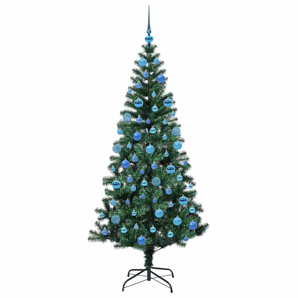 Produktbild för Konstgjord Förbelyst Julgran med 300 LED-lampor Grön 180 cm PVC