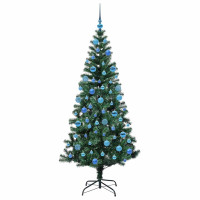 Produktbild för Konstgjord Förbelyst Julgran med 300 LED-lampor Grön 180 cm PVC