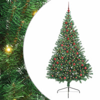 Produktbild för Konstgjord Förbelyst Julgran med 300 LED-lampor Grön 210 cm PVC