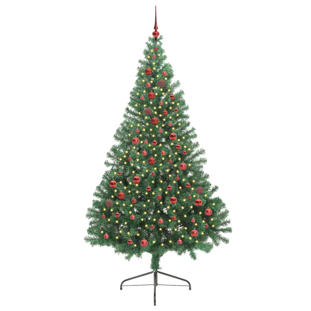 Produktbild för Konstgjord Förbelyst Julgran med 300 LED-lampor Grön 210 cm PVC
