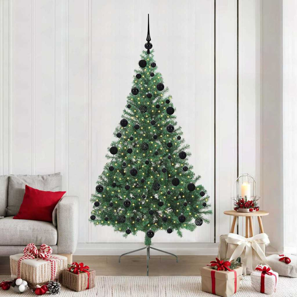 Produktbild för Konstgjord Förbelyst Julgran med 300 LED-lampor Grön 210 cm PVC