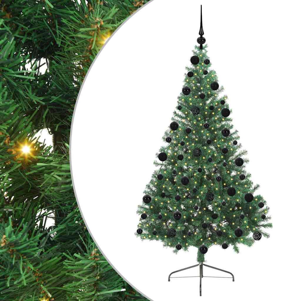 Produktbild för Konstgjord Förbelyst Julgran med 300 LED-lampor Grön 210 cm PVC