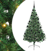 Produktbild för Konstgjord Förbelyst Julgran med 300 LED-lampor Grön 210 cm PVC